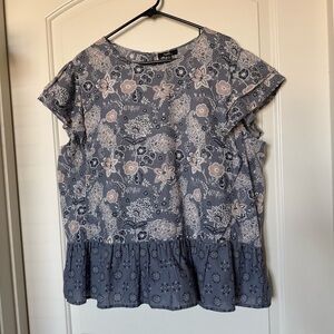 Angels Forever Young Floral Ruffle Hem Blouse poplin, boho, natural materials